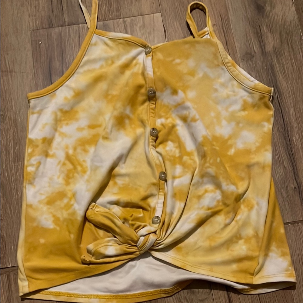 Yellow Tie-Dye Button-Front Women's Top